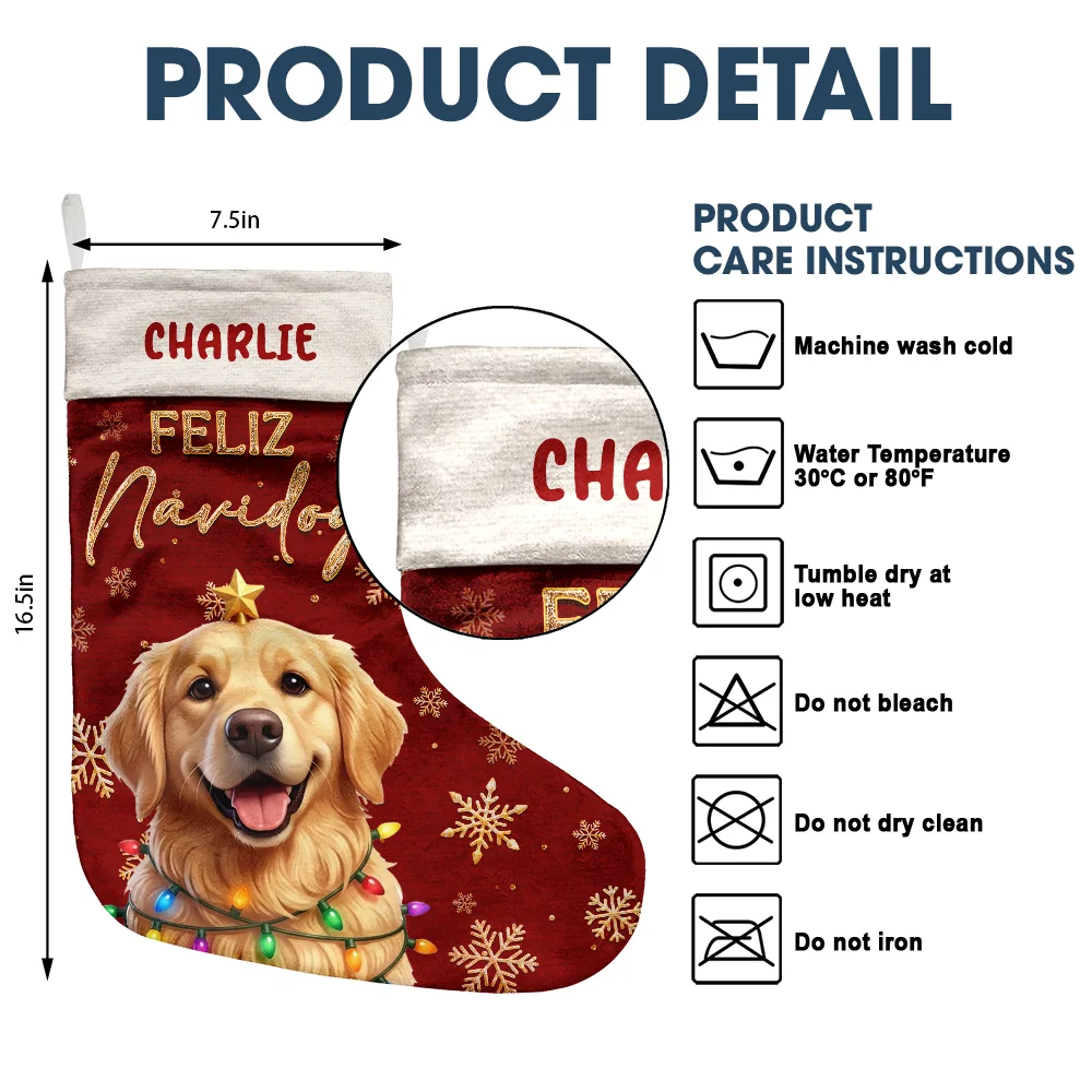 Art Design,Playful,Christmas,Pet Lovers,Photo - Christmas Accessories 3D Cartoon Pet - Custom Photo 3D Christmas Themed Pet Feliz Navidog Merry Woofmas - Personalized Christmas Stocking