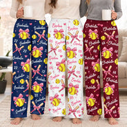 Top Market,Gifts For Her,Christmas,Softball,Gift For Yourself,Gift For Women,Icon,Happy - Coquette Bow Softball Player Softball Team Gift - Personalized Pajama Pants