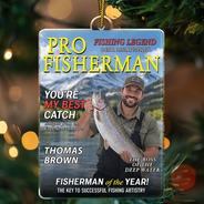 Christmas, Custom Photo, Fishing, Gift For Men, Gift For Yourself, Gifts For Him, Happy, Remove BG Photo - Christmas Gift For Fishing Lovers - Personalized Custom Photo Fisherman Of The Year Magazine Acrylic Ornament