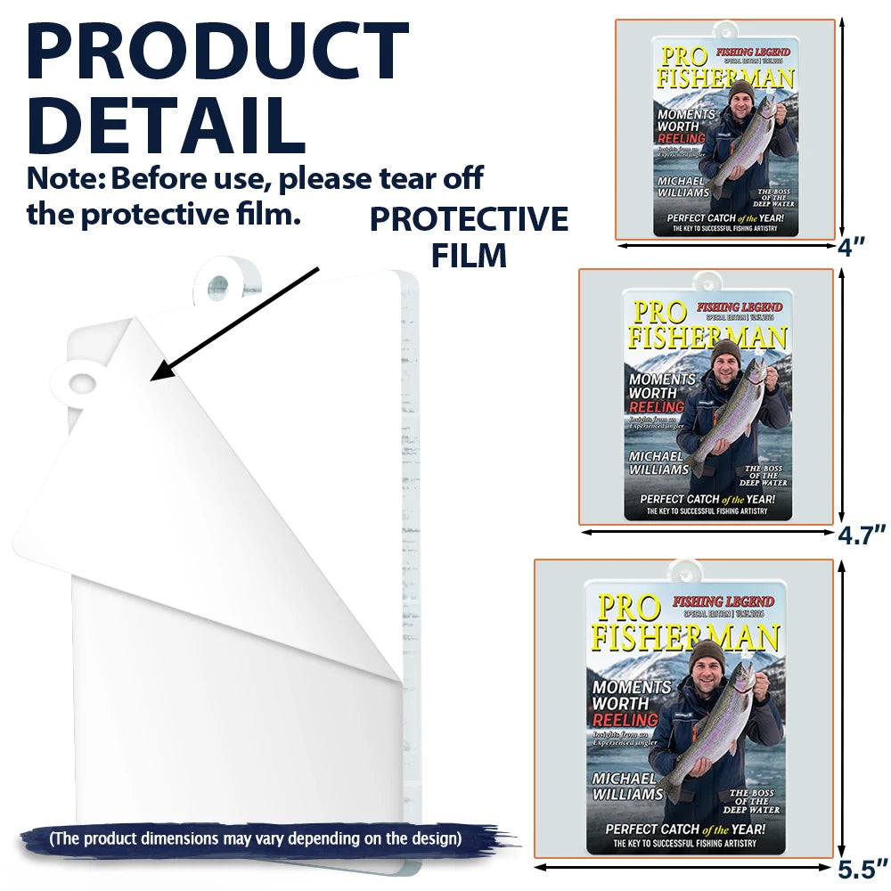 Christmas, Custom Photo, Fishing, Gift For Men, Gift For Yourself, Gifts For Him, Happy, Remove BG Photo - Christmas Gift For Fishing Lovers - Personalized Custom Photo Fisherman Of The Year Magazine Acrylic Ornament