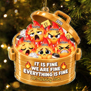 Gift For Colleagues,Christmas,Humorous,Icon - Everything Is Fine Squishy Dumpster Fire - Personalized Custom Shaped Acrylic Ornament