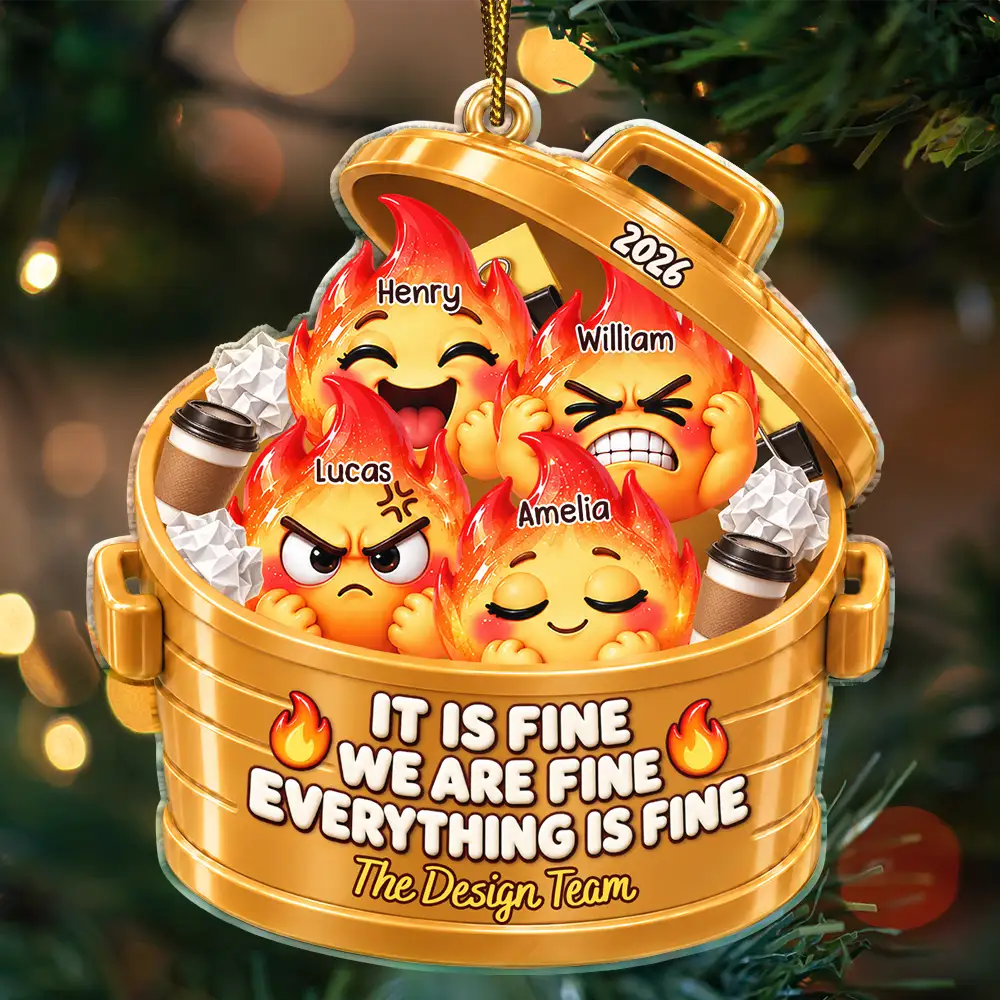 Gift For Colleagues,Christmas,Humorous,Icon - Everything Is Fine Squishy Dumpster Fire - Personalized Custom Shaped Acrylic Ornament