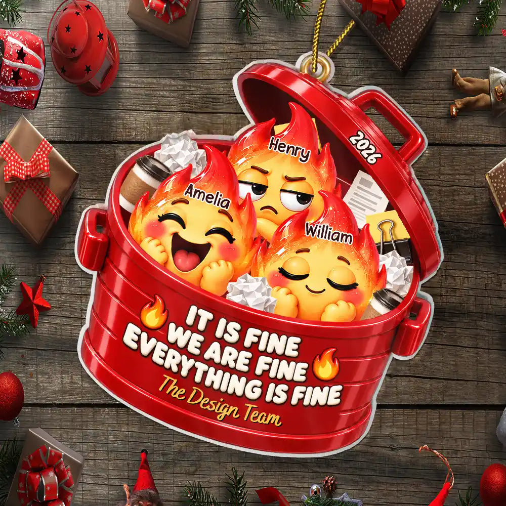 Gift For Colleagues,Christmas,Humorous,Icon - Everything Is Fine Squishy Dumpster Fire - Personalized Custom Shaped Acrylic Ornament