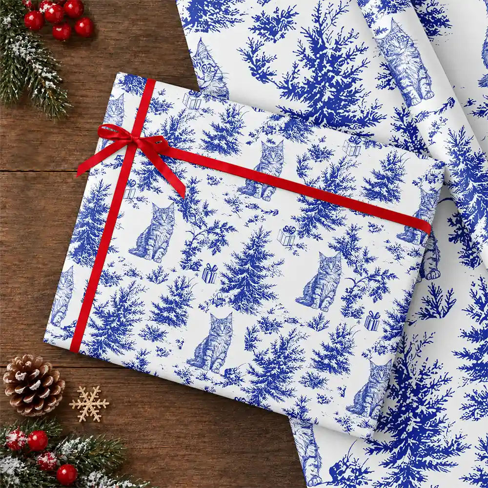 Art Design,Christmas,Custom Photo,Dog Lovers,Happy,Pet Lovers,Photo - Pencil Sketch - Remove BG - Christmas Gift For Pet Lovers - Personalized Custom Photo Pencil Sketch Chinoiserie Toile Wrapping Paper