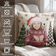 Art Design,Christmas,Custom Photo,Gift For Grandchildren,Gift For Grandkids,Gift For Grandma,Grandma - Grandkids,Happy,Photo - Vivid Watercolor Art,Top Market - Christmas Gift For Kids - Personalized Custom Photo Watercolor Keepsake Pillow