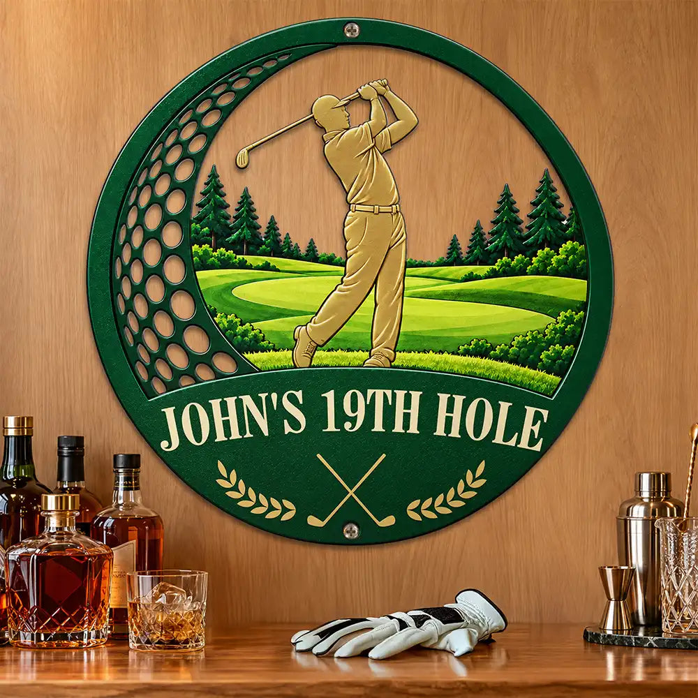 Gift For Men, Gift For Yourself, Gifts For Him, Golf, Humorous, Icon, Top Market - Decor Gift For Golfers - Personalized 19th Hole Metal Sign