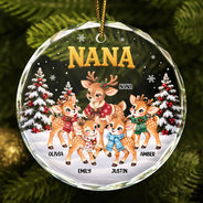 Christmas,Gift For Grandma,Gifts For Her,Icon,Sentimental - Christmas Gift For Grandma - Personalized Reindeer Grandkids Glass Ornament