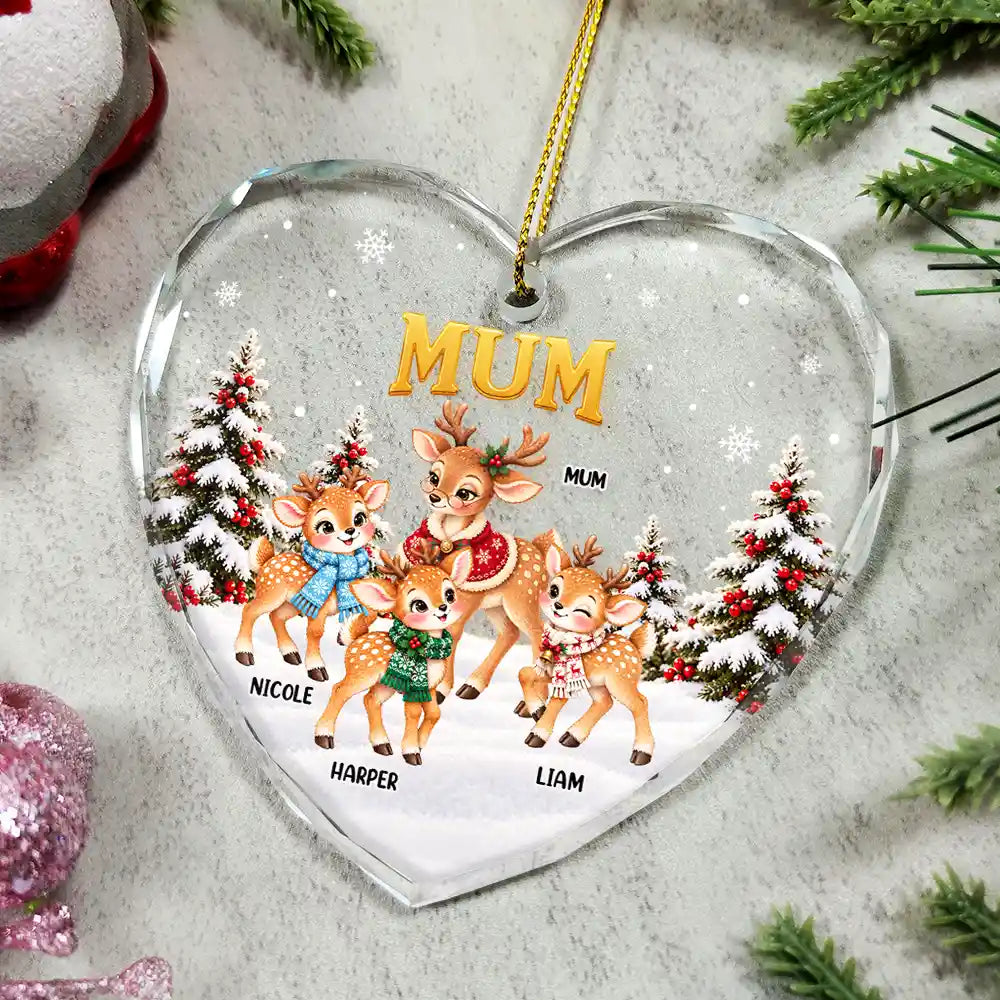 Christmas,Gift For Grandma,Gifts For Her,Icon,Sentimental - Christmas Gift For Grandma - Personalized Reindeer Grandkids Glass Ornament