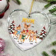 Christmas,Gift For Grandma,Gifts For Her,Icon,Sentimental - Christmas Gift For Grandma - Personalized Reindeer Grandkids Glass Ornament