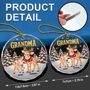 Christmas,Gift For Grandma,Gifts For Her,Icon,Sentimental - Christmas Gift For Grandma - Personalized Reindeer Grandkids Glass Ornament