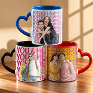 Anniversary,Art Design,Christmas,Custom Photo,Gift For Couples,Old Couples,Photo - Vivid Watercolor Art,Romantic - Anniversary Gift For Couple - Personalized Custom Photo Watercolor Together Since Heart Handle Accent Mug