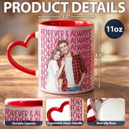 Anniversary,Art Design,Christmas,Custom Photo,Gift For Couples,Old Couples,Photo - Vivid Watercolor Art,Romantic - Anniversary Gift For Couple - Personalized Custom Photo Watercolor Together Since Heart Handle Accent Mug