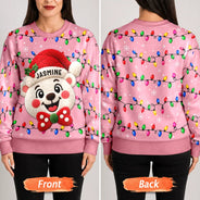 Christmas,Family,Icon,Playful - Christmas Gift For Family Couples - Personalized Character Faux Chenille Effect Santa Snowman Reindeer Unisex Ugly Sweater