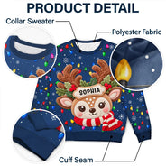 Christmas,Family,Icon,Playful - Christmas Gift For Family Couples - Personalized Character Faux Chenille Effect Santa Snowman Reindeer Unisex Ugly Sweater