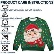Christmas,Family,Icon,Playful - Christmas Gift For Family Couples - Personalized Character Faux Chenille Effect Santa Snowman Reindeer Unisex Ugly Sweater
