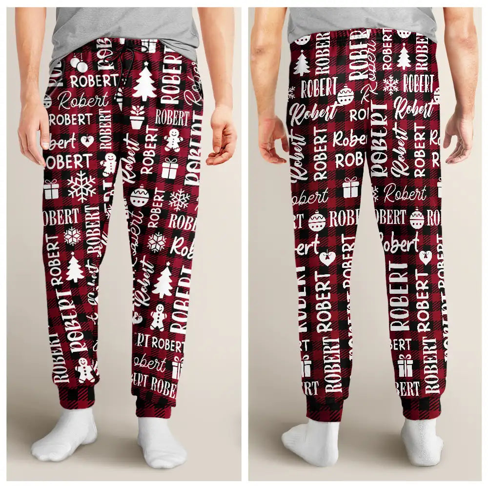 Christmas,Custom Text,Family,Happy,Top Market - Matching Christmas Gift For Family - Personalized Member Names Pajama Pants