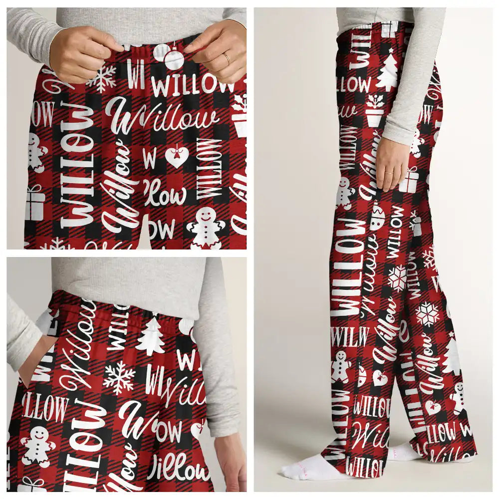 Christmas,Custom Text,Family,Happy,Top Market - Matching Christmas Gift For Family - Personalized Member Names Pajama Pants