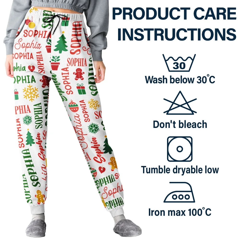Christmas,Custom Text,Family,Happy,Top Market - Matching Christmas Gift For Family - Personalized Member Names Pajama Pants