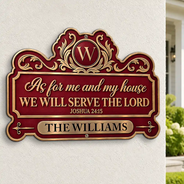 Christmas, Custom Text, Family, Happy, Top Market - Gift For Christian Family - Personalized We'll Serve The Lord Metal Sign