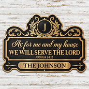 Christmas, Custom Text, Family, Happy, Top Market - Gift For Christian Family - Personalized We'll Serve The Lord Metal Sign