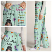 Gift For Women,Gift For Yourself,Gifts For Her,Happy,Top Market,Vector - Gift For Christian Women - Personalized Birth Month Flower God Says I Am Pajama Pants