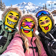 Christmas,Humorous,Icon,Skiing - Winter Skier, Biker Gag Gift For Friends, Bestie - Personalized Funny Emotion Face Balaclava Face Mask