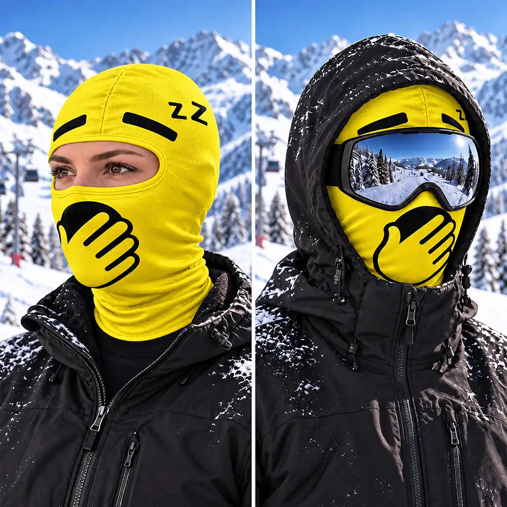 Christmas,Humorous,Icon,Skiing - Winter Skier, Biker Gag Gift For Friends, Bestie - Personalized Funny Emotion Face Balaclava Face Mask
