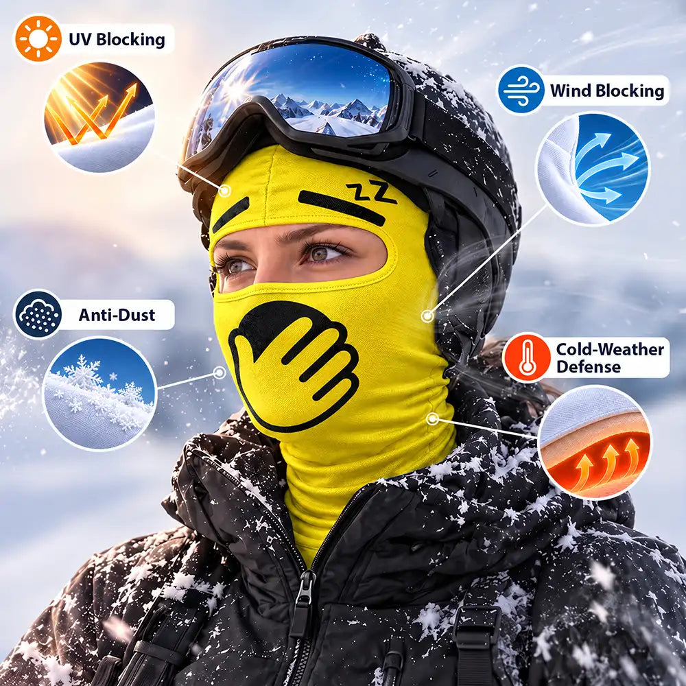 Christmas,Humorous,Icon,Skiing - Winter Skier, Biker Gag Gift For Friends, Bestie - Personalized Funny Emotion Face Balaclava Face Mask