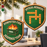 Christmas, Crossword, Gift For Colleagues, Humorous - Funny Coworker Christmas Gift - Personalized Crossword Dumpster Fire Response Team Wooden Ornament Print 2 Sides
