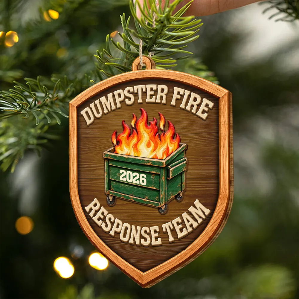 Christmas, Crossword, Gift For Colleagues, Humorous - Funny Coworker Christmas Gift - Personalized Crossword Dumpster Fire Response Team Wooden Ornament Print 2 Sides