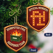 Christmas, Crossword, Gift For Colleagues, Humorous - Funny Coworker Christmas Gift - Personalized Crossword Dumpster Fire Response Team Wooden Ornament Print 2 Sides