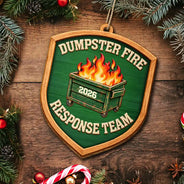 Christmas, Crossword, Gift For Colleagues, Humorous - Funny Coworker Christmas Gift - Personalized Crossword Dumpster Fire Response Team Wooden Ornament Print 2 Sides