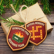 Christmas, Crossword, Gift For Colleagues, Humorous - Funny Coworker Christmas Gift - Personalized Crossword Dumpster Fire Response Team Wooden Ornament Print 2 Sides