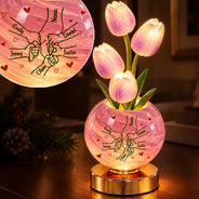 Christmas,Gift For Mother,Gifts For Her,Grateful,Icon,Indoor Decor - Christmas Home Decor Gift For Mom, Grandma - Personalized 3D Inflated Effect Hand In Hand Tulip LED Night Light