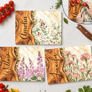 Cooking, Gift For Women, Gift For Yourself, Gifts For Her, Happy, Icon, Top Market - Gift For Her Sister Daughter Wife Friend - Personalized Faux Wooden Resin Birth Flower Cutting Board