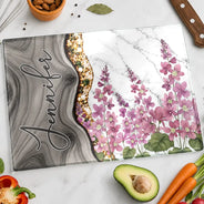 Cooking, Gift For Women, Gift For Yourself, Gifts For Her, Happy, Icon, Top Market - Gift For Her Sister Daughter Wife Friend - Personalized Faux Wooden Resin Birth Flower Cutting Board