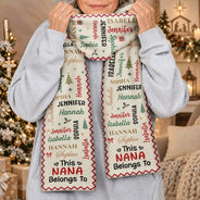 Christmas,Custom Text,Gift For Grandma,Gifts For Her,Happy - Christmas Gift For Grandma Nana - Personalized Kids Names Fleece Scarf