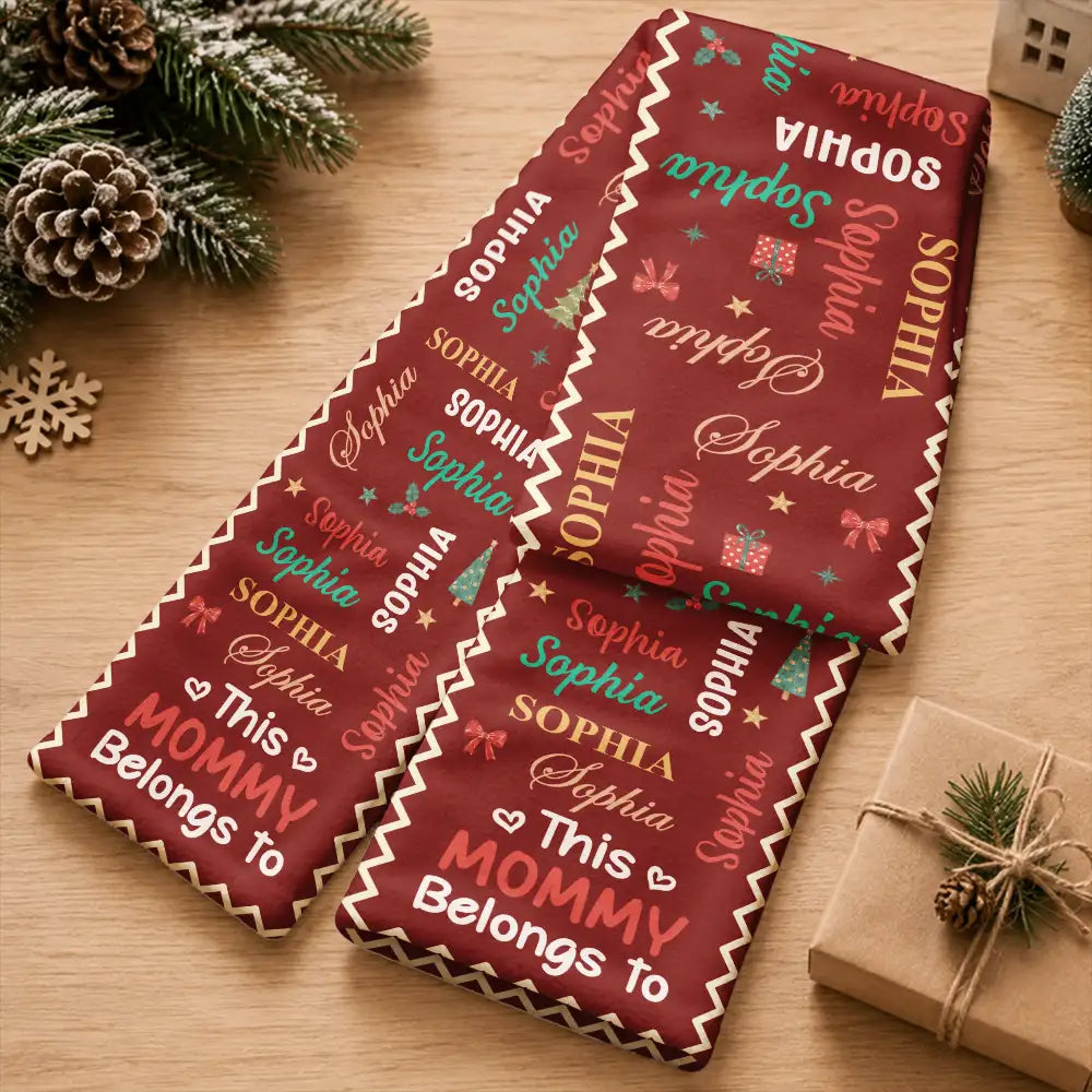 Christmas,Custom Text,Gift For Grandma,Gifts For Her,Happy - Christmas Gift For Grandma Nana - Personalized Kids Names Fleece Scarf