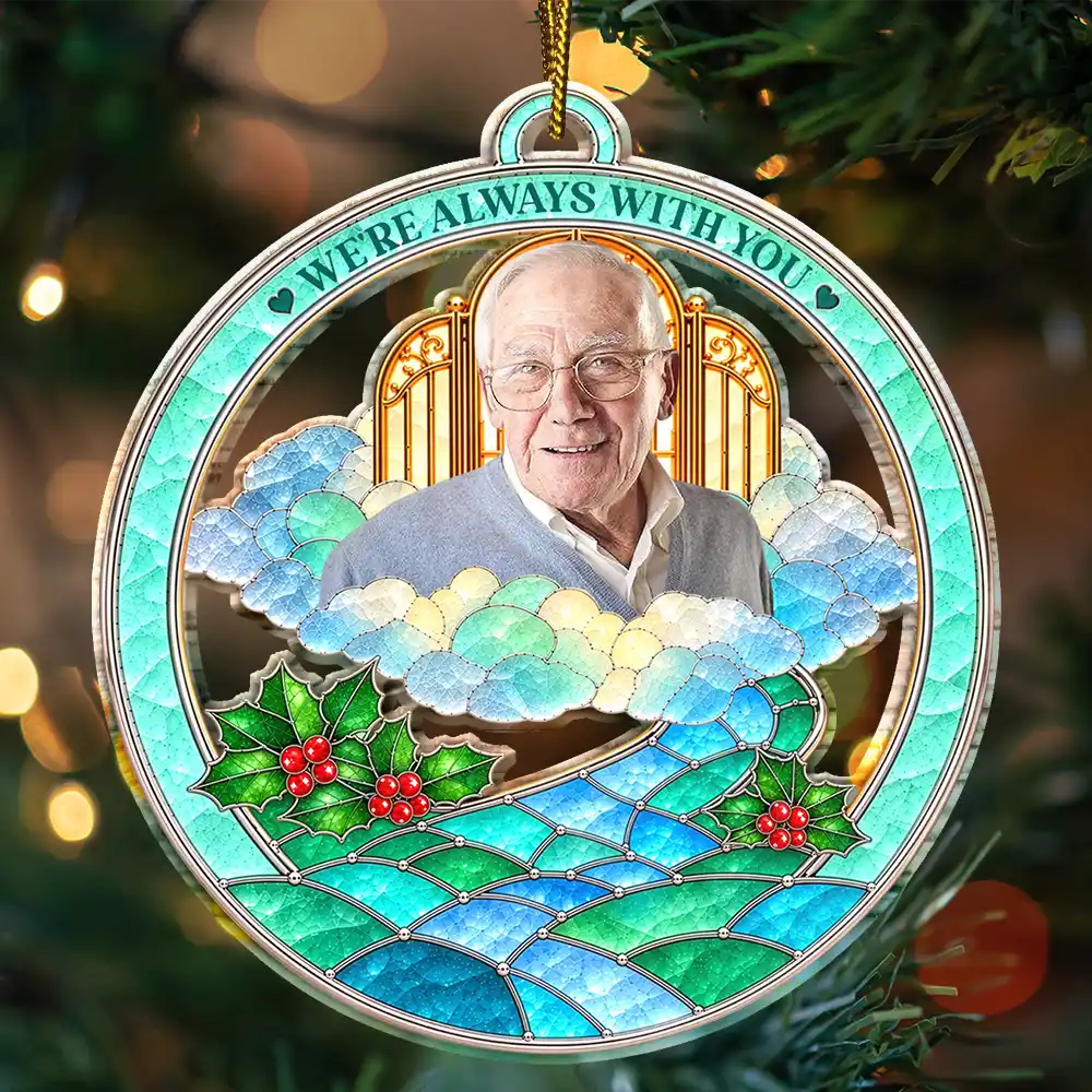 Christmas,Custom Photo,Family,Memorial,Memorial Loved One,Remove BG Photo,Sympathetic - Memorial Sympathy Gift - Personalized Custom Photo Your Wings Were Ready But Our Hearts Were Not Acrylic Ornament