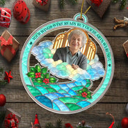 Christmas,Custom Photo,Family,Memorial,Memorial Loved One,Remove BG Photo,Sympathetic - Memorial Sympathy Gift - Personalized Custom Photo Your Wings Were Ready But Our Hearts Were Not Acrylic Ornament