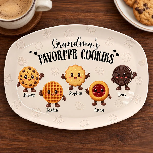 Baking, Gift For Grandma, Gifts For Her, Icon, Sentimental - Gift For Grandma - Personalized Grandkids Names Cookies Plate