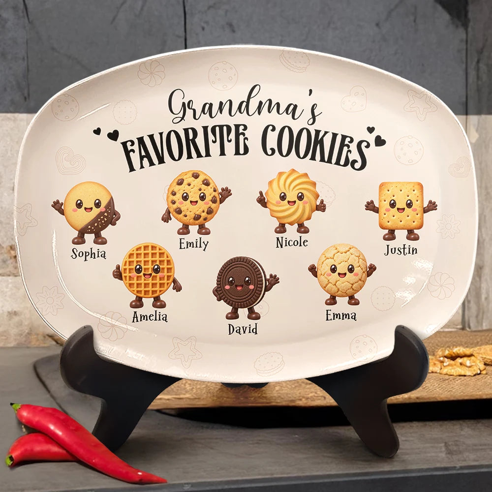 Baking, Gift For Grandma, Gifts For Her, Icon, Sentimental - Gift For Grandma - Personalized Grandkids Names Cookies Plate