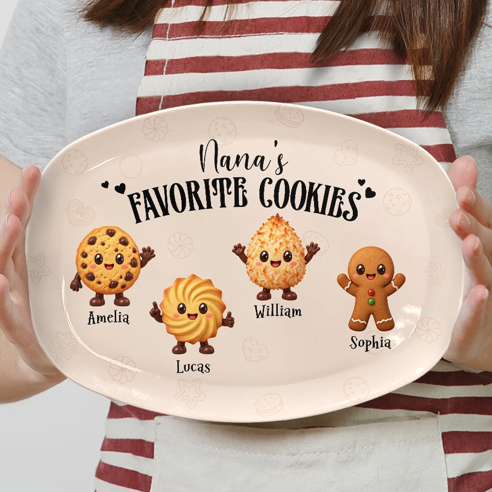 Baking, Gift For Grandma, Gifts For Her, Icon, Sentimental - Gift For Grandma - Personalized Grandkids Names Cookies Plate
