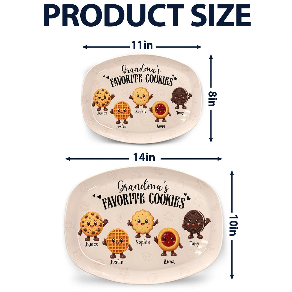 Baking, Gift For Grandma, Gifts For Her, Icon, Sentimental - Gift For Grandma - Personalized Grandkids Names Cookies Plate