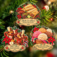 Christmas,Cooking,Family,Happy,Icon - Regalo De Navidad Para Familia Latina - Personalized Tamales Comida Navideña Adorno Acrílico Acrylic Ornament