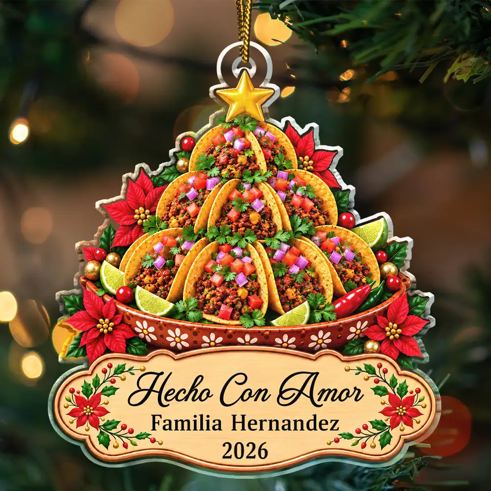 Christmas,Cooking,Family,Happy,Icon - Regalo De Navidad Para Familia Latina - Personalized Tamales Comida Navideña Adorno Acrílico Acrylic Ornament