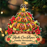 Christmas,Cooking,Family,Happy,Icon - Regalo De Navidad Para Familia Latina - Personalized Tamales Comida Navideña Adorno Acrílico Acrylic Ornament