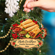 Christmas,Cooking,Family,Happy,Icon - Regalo De Navidad Para Familia Latina - Personalized Tamales Comida Navideña Adorno Acrílico Acrylic Ornament