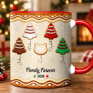 Christmas,Family,Icon,Sentimental - Christmas Gifts For Family - Personalized Family Forever Linked Together Gingerbread Style Mug