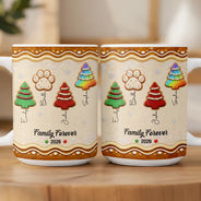 Christmas,Family,Icon,Sentimental - Christmas Gifts For Family - Personalized Family Forever Linked Together Gingerbread Style Mug